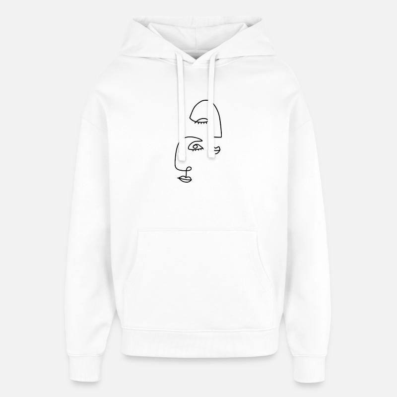 Dessins au trait abstraits - Sweat à capuche unisexe Stanley/Stella Oversized - blanc