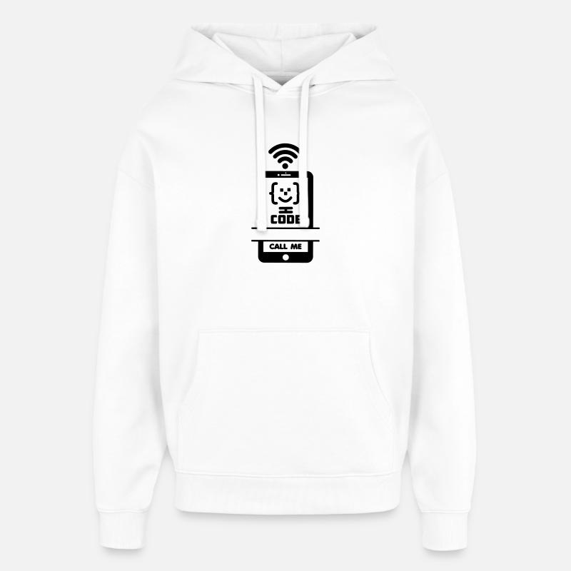 Appelez-moi codeur téléphonique gezchtje - Sweat à capuche unisexe Stanley/Stella Oversized - blanc