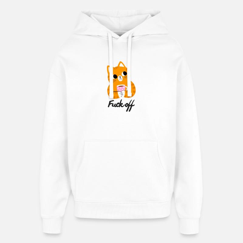 Chat agacé - Sweat à capuche unisexe Stanley/Stella Oversized - blanc