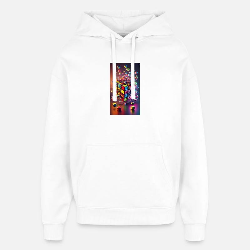 Cube d’explosion de couleur - Sweat à capuche unisexe Stanley/Stella Oversized - blanc
