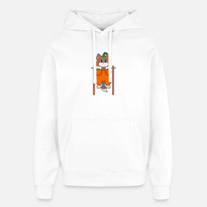 Chat Halloween Musculation - Sweat à capuche unisexe Stanley/Stella Oversized - blanc