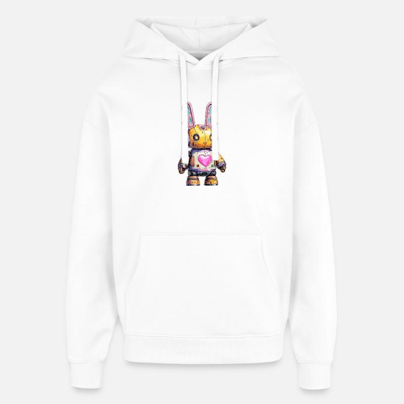 Lapin robot néon - Sweat à capuche unisexe Stanley/Stella Oversized - blanc