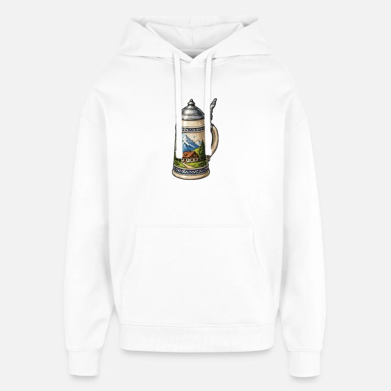 Alpenhütte dans une chope de bière - Sweat à capuche unisexe Stanley/Stella Oversized - blanc