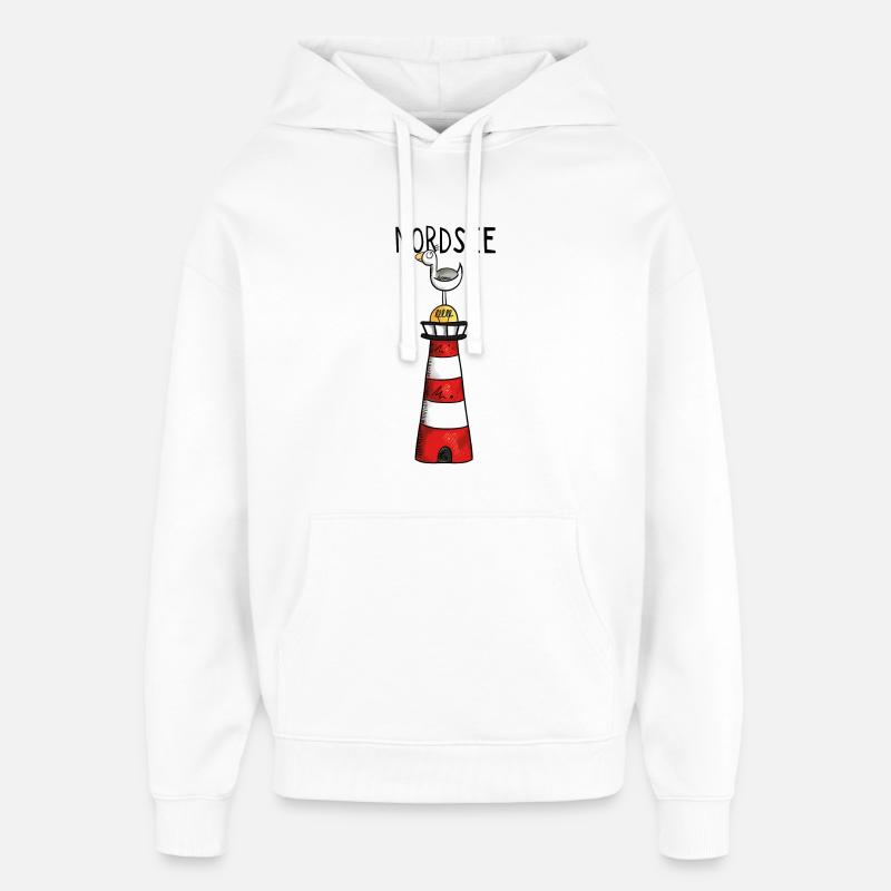 Nordsee Leuchtturm - Möwe - Comic - Geschenk - Oversized Unisex Hoodie von Stanley/Stella - Weiß