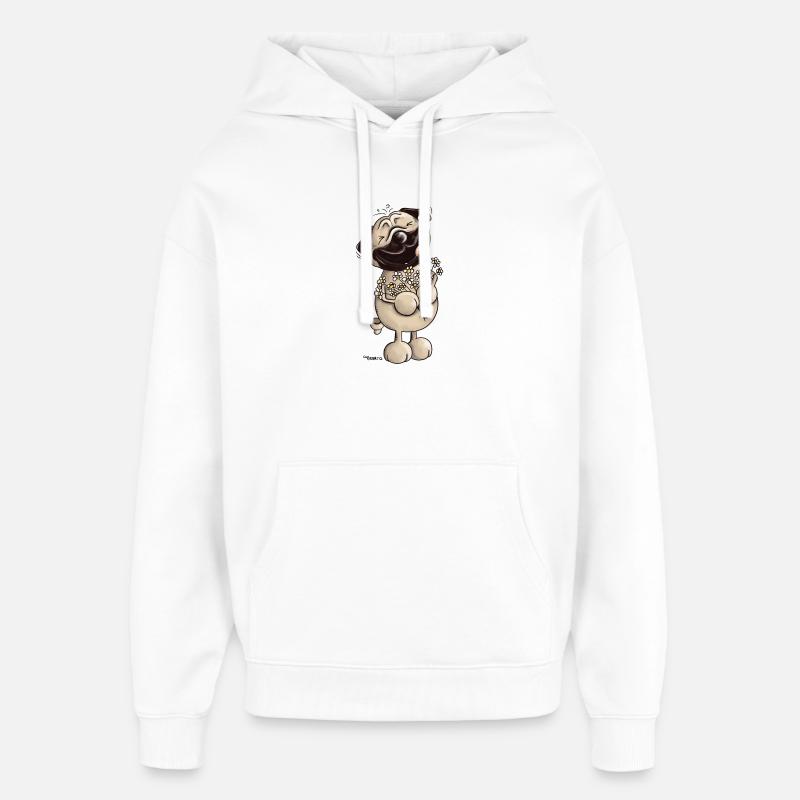 Süßer Mops - Möpse - Mopsfideler Mops - Geschenk - Oversized Unisex Hoodie von Stanley/Stella - Weiß
