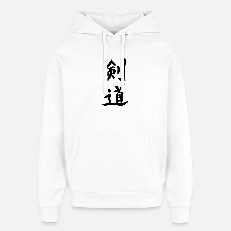 Kendo Kanji - Sweat à capuche unisexe Stanley/Stella Oversized - blanc