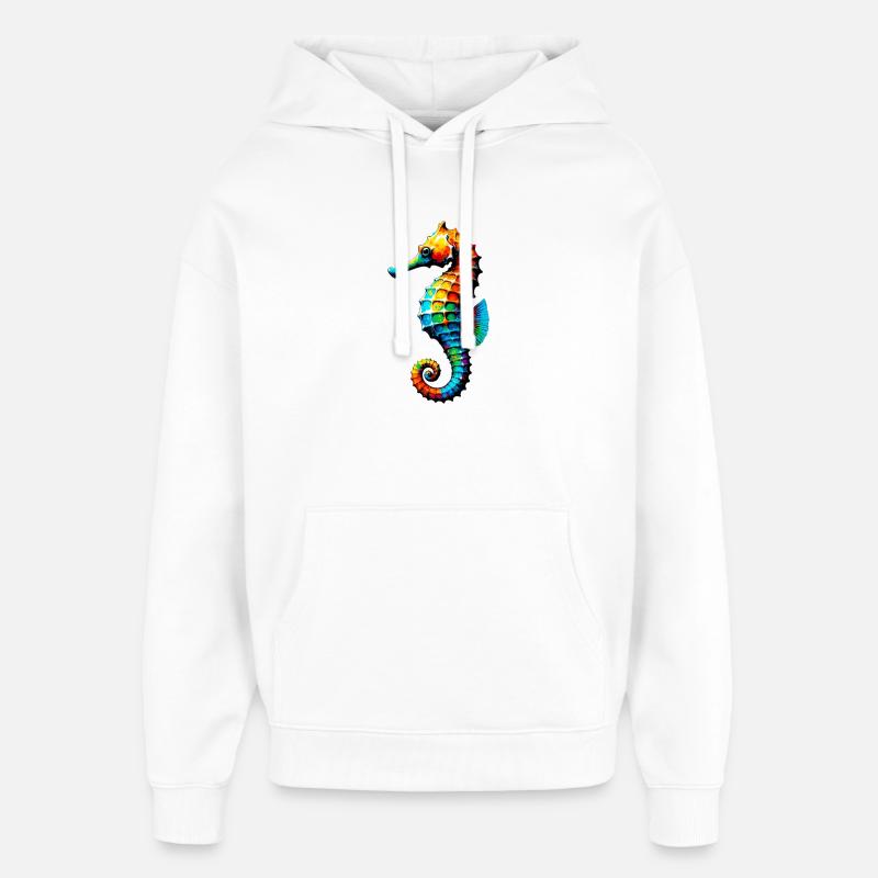 Hippocampe - Sweat à capuche unisexe Stanley/Stella Oversized - blanc