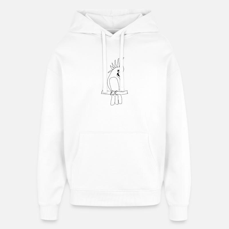 Cacatoès - Graphique noir et blanc - Sweat à capuche unisexe Stanley/Stella Oversized - blanc