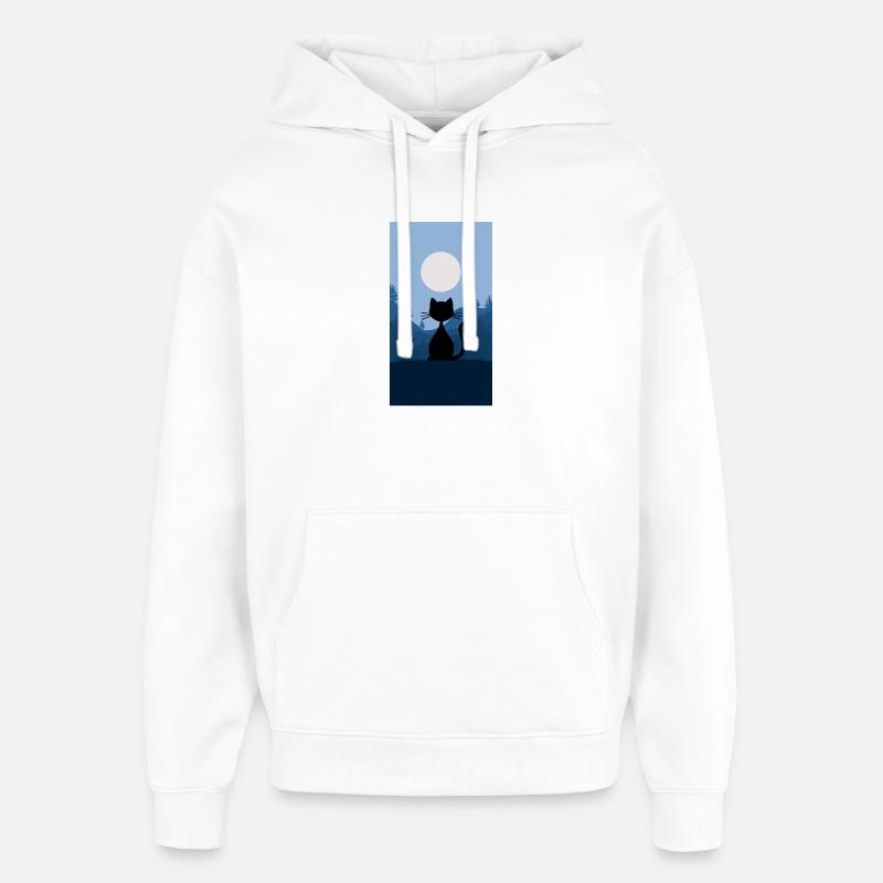 Chat au clair de lune - Sweat à capuche unisexe Stanley/Stella Oversized - blanc