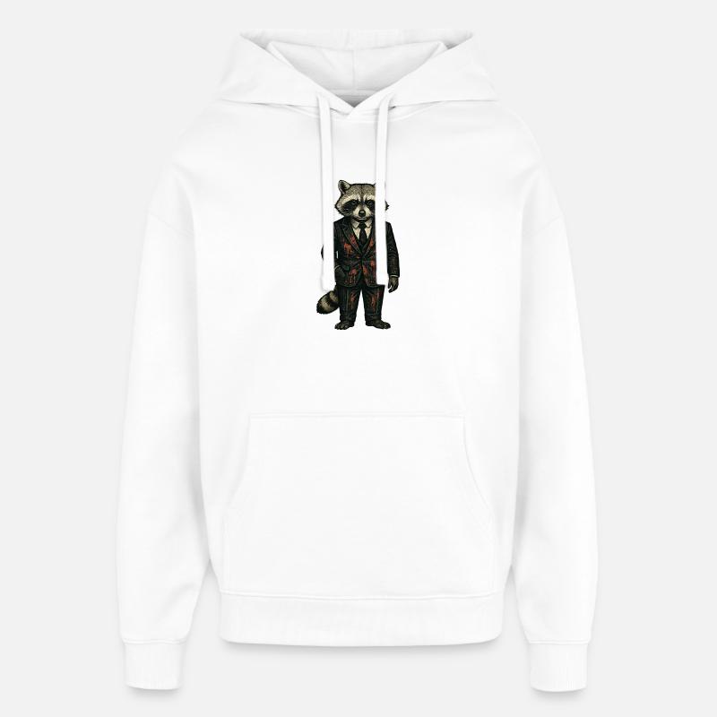 Le chef de la mafia, Raccoon - Sweat à capuche unisexe Stanley/Stella Oversized - blanc
