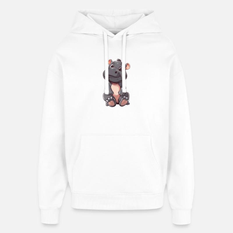 Hippopotame - Sweat à capuche unisexe Stanley/Stella Oversized - blanc