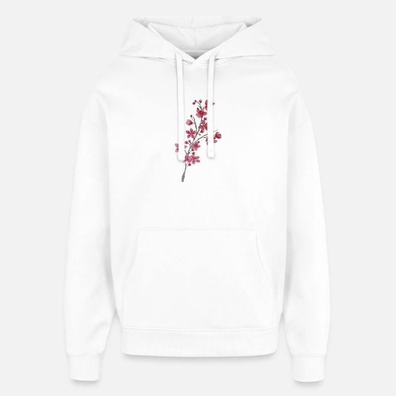 Rameau de cerisier  - Sweat à capuche unisexe Stanley/Stella Oversized - blanc