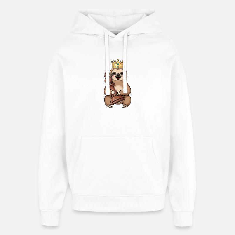 Drôle paresseux Chess King Chess Shenanigans - Sweat à capuche unisexe Stanley/Stella Oversized - blanc