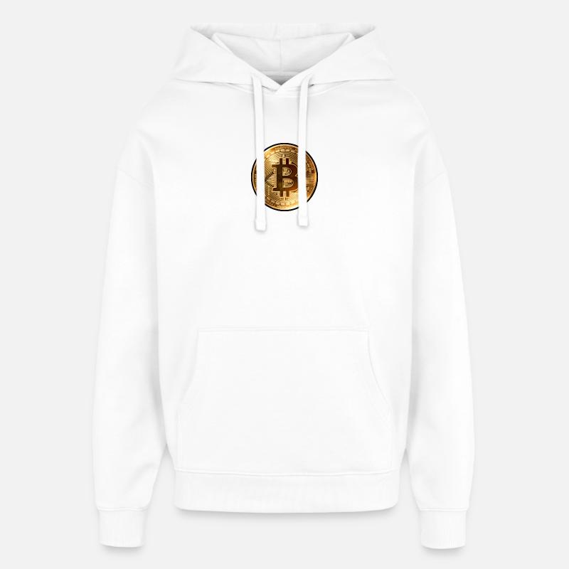 Rayons de pièces Bitcoin dorées - Sweat à capuche unisexe Stanley/Stella Oversized - blanc