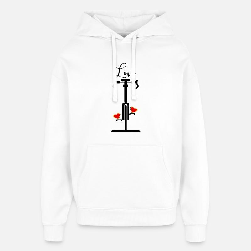Cœur d’amour pour le cyclisme - Sweat à capuche unisexe Stanley/Stella Oversized - blanc