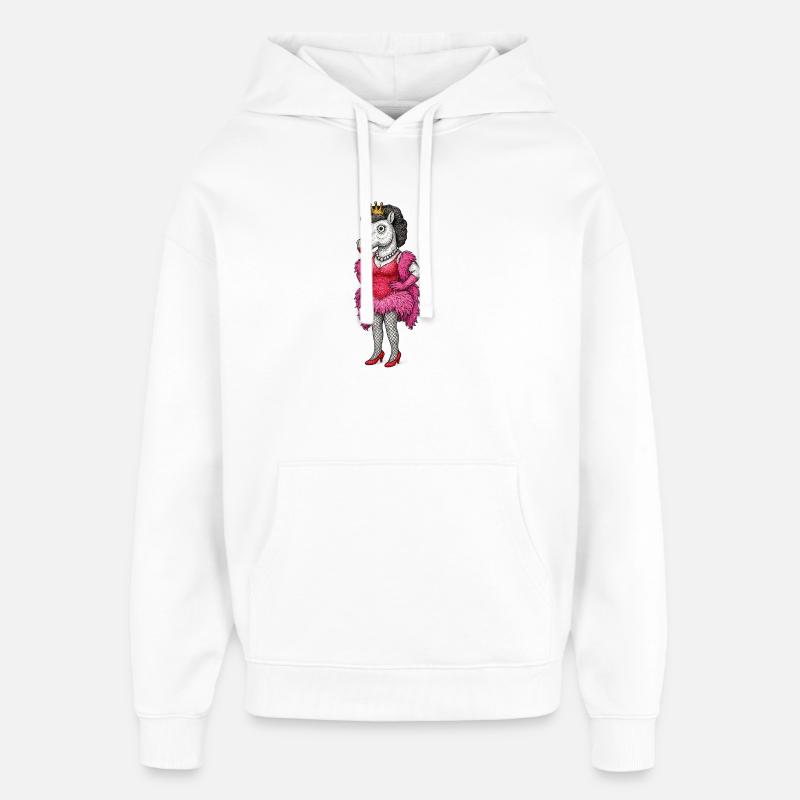 Regal Mare Diva in Pink Feathers - Oversized Unisex Hoodie by Stanley/Stella - white