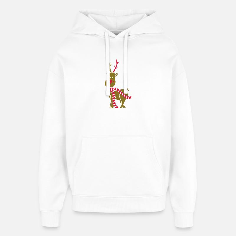 Un renne avec écharpe 2 - Sweat à capuche unisexe Stanley/Stella Oversized - blanc