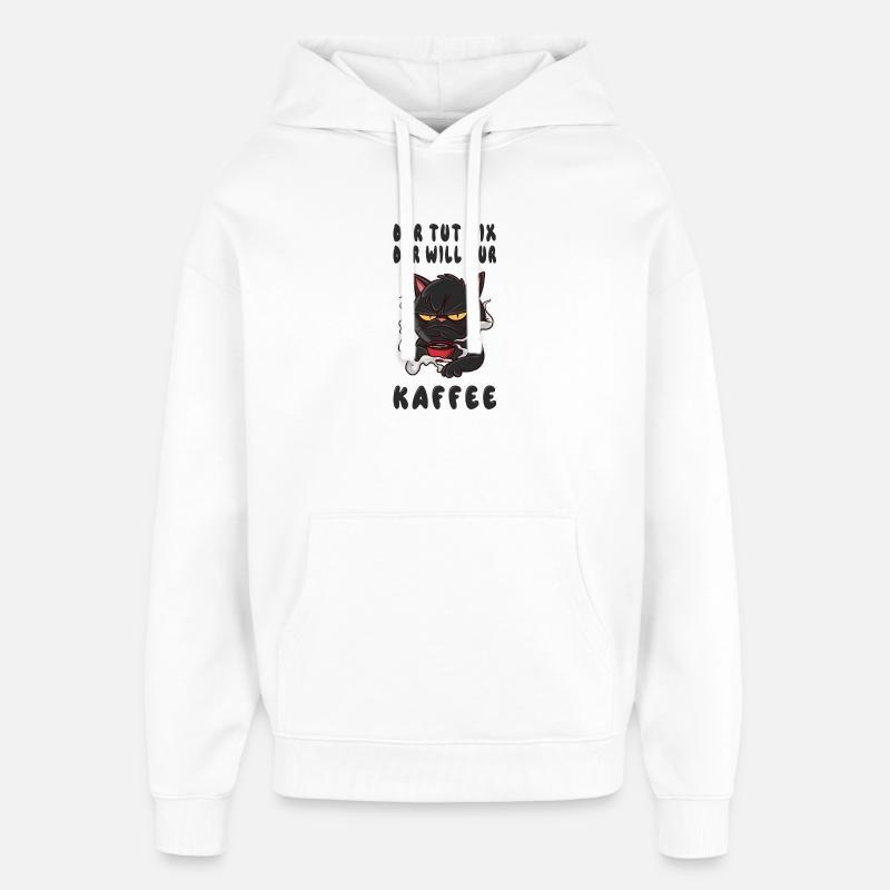 Café Chats Design - Sweat à capuche unisexe Stanley/Stella Oversized - blanc