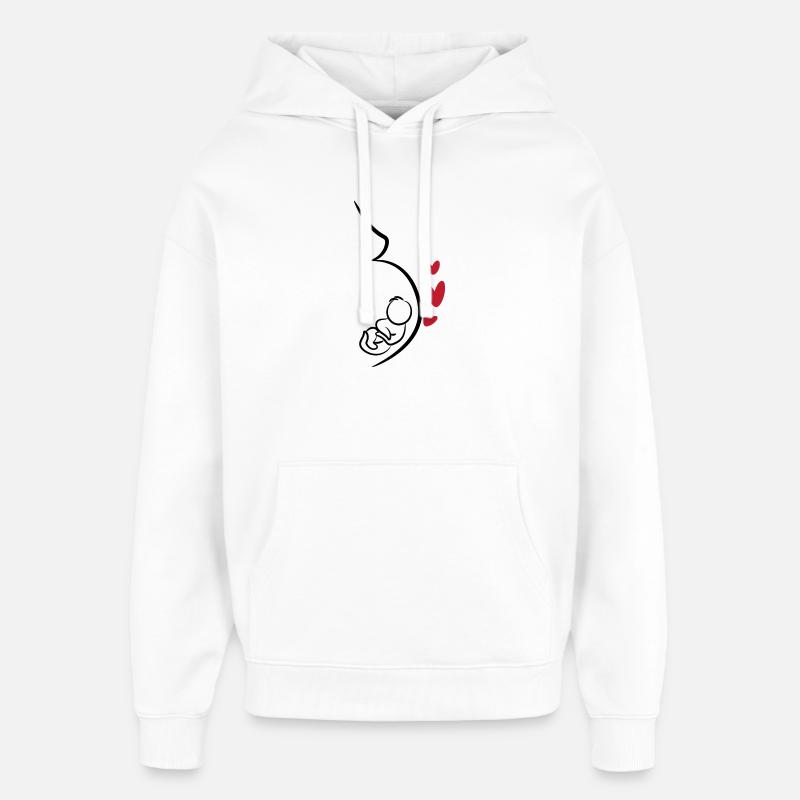 Bébé Ventre Grossesse Coeur Mère Enceinte - Sweat à capuche unisexe Stanley/Stella Oversized - blanc