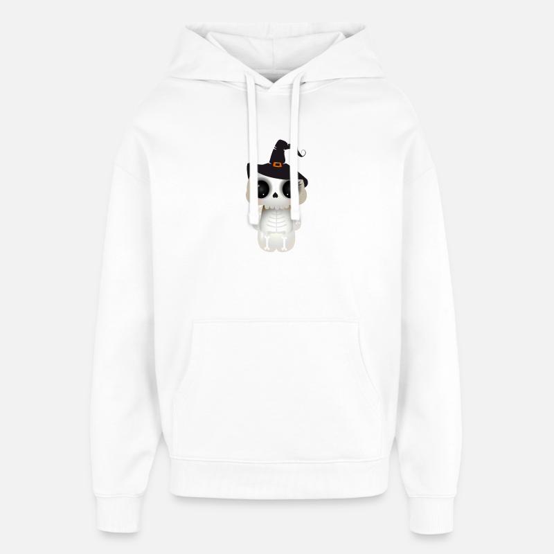 niedlicher Skull mit schwarzen Hexenhut - Oversized Unisex Hoodie von Stanley/Stella - Weiß