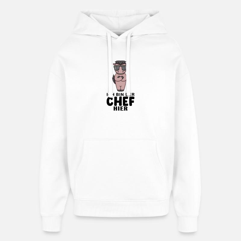 Chef Spruch mit Pferd Motiv - Oversized Unisex Hoodie von Stanley/Stella - Weiß