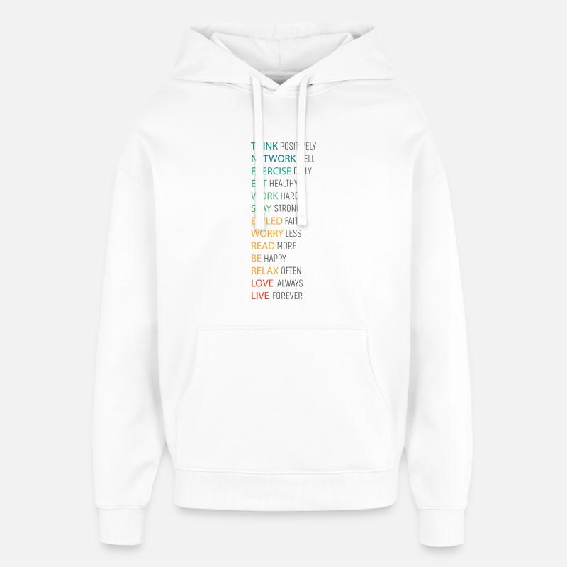 THINK POSITIVE - Sweat à capuche unisexe Stanley/Stella Oversized - blanc