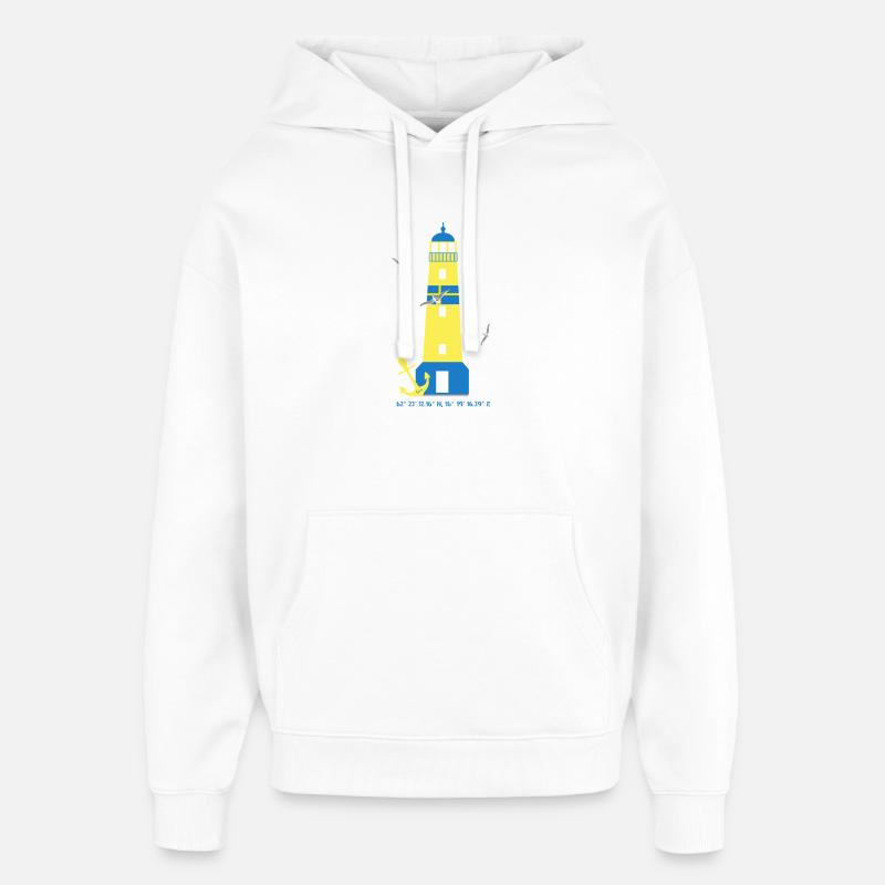 Phare avec mouettes et ancre - Sweat à capuche unisexe Stanley/Stella Oversized - blanc