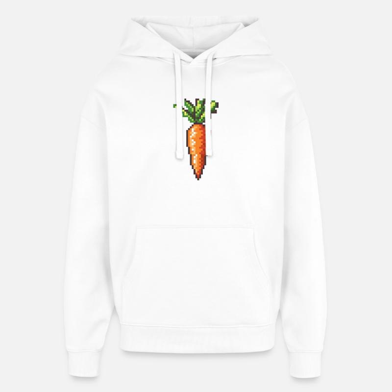 Pixel carotte Rétro Pixel Art - Sweat à capuche unisexe Stanley/Stella Oversized - blanc