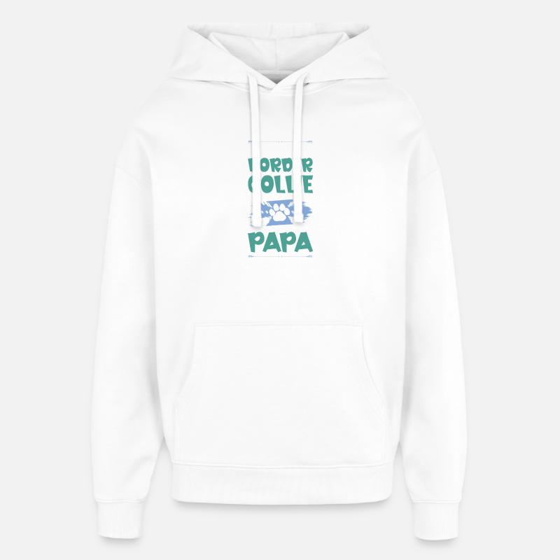 Border Collie chiens papa - Sweat à capuche unisexe Stanley/Stella Oversized - blanc