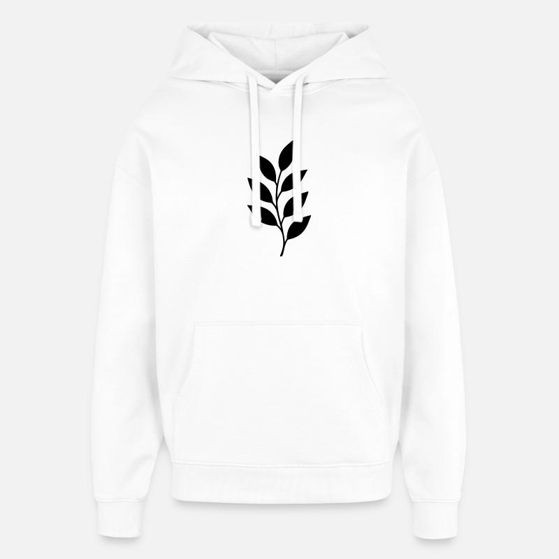 Branche en silhouette de feuille noire - Sweat à capuche unisexe Stanley/Stella Oversized - blanc