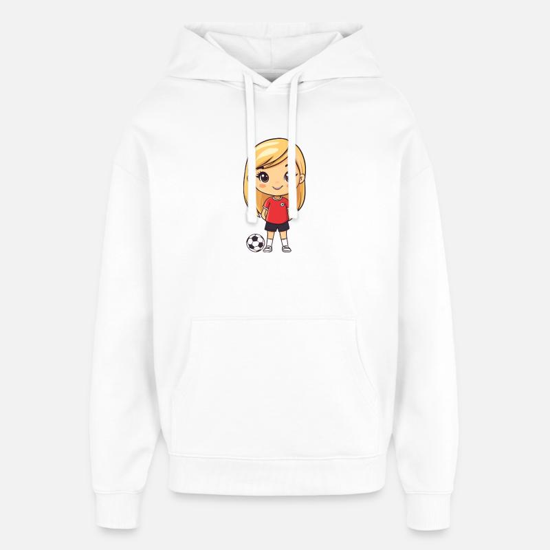Kicker Mädchen mit Ball - Oversized Unisex Hoodie von Stanley/Stella - Weiß