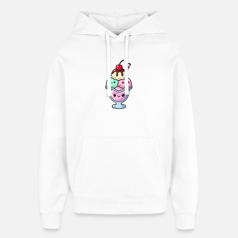 Délice du Trio de Sundae Kawaii - Sweat à capuche unisexe Stanley/Stella Oversized - blanc