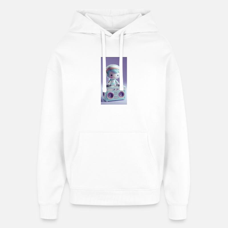 Pastel DJ Doll à la platine - Sweat à capuche unisexe Stanley/Stella Oversized - blanc