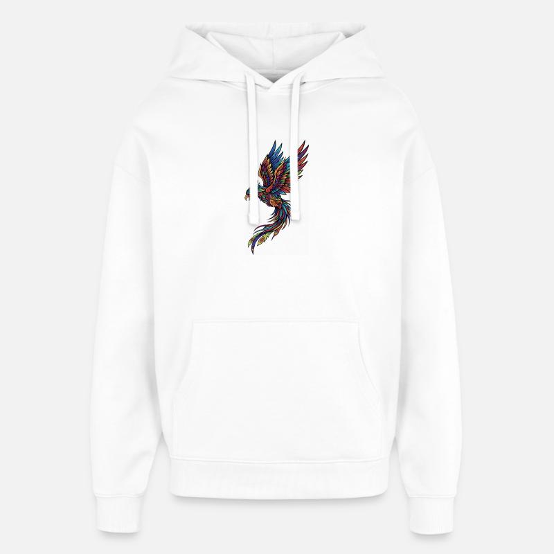 Phénix néon sur fond noir - Sweat à capuche unisexe Stanley/Stella Oversized - blanc