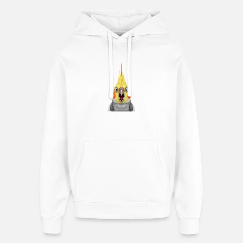 Estampe pop expressive de calopsitte - Sweat à capuche unisexe Stanley/Stella Oversized - blanc