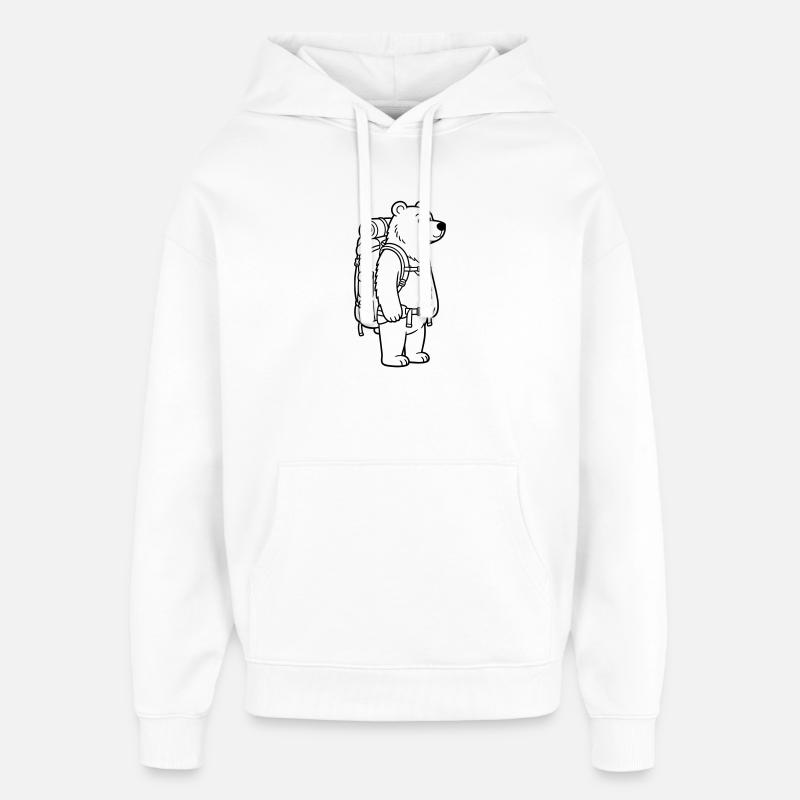 Hiking Bear - Oversized Unisex Hoodie by Stanley/Stella - white