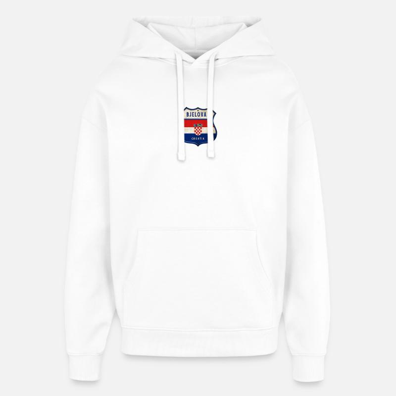 Bjelovar Croatie Drapeaux Design d'armoiries - Sweat à capuche unisexe Stanley/Stella Oversized - blanc