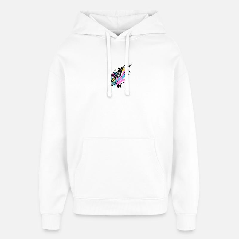 Bunter Splash Einhorn Illustration - Oversized Unisex Hoodie von Stanley/Stella - Weiß