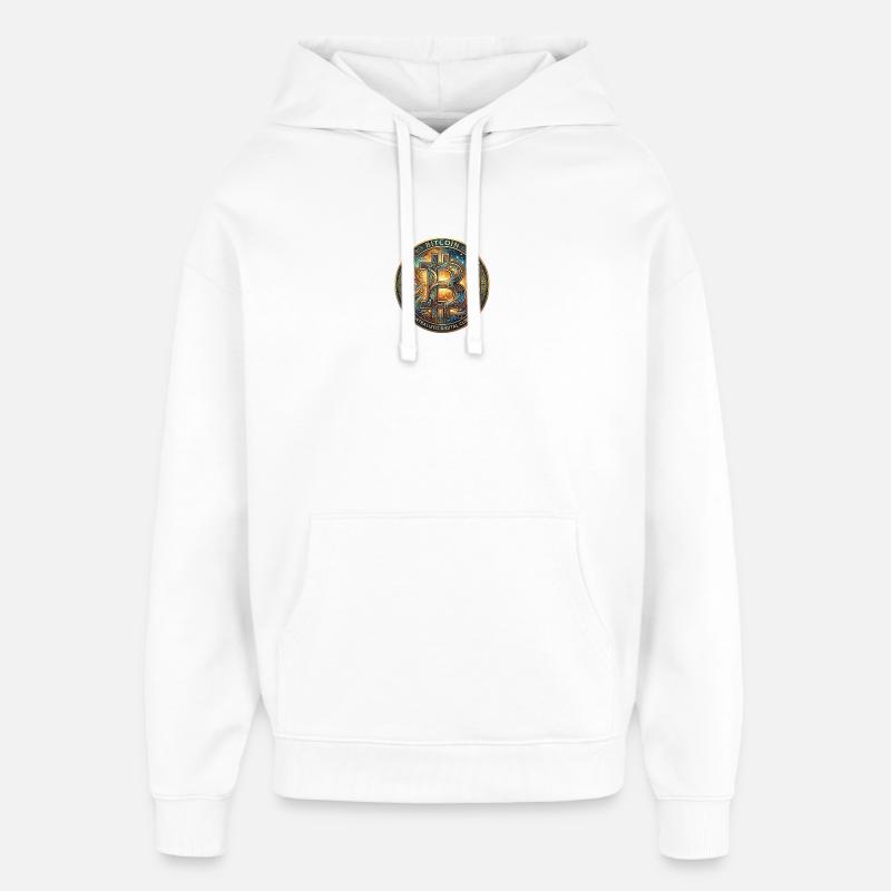 Sceau Bitcoin orné - Sweat à capuche unisexe Stanley/Stella Oversized - blanc