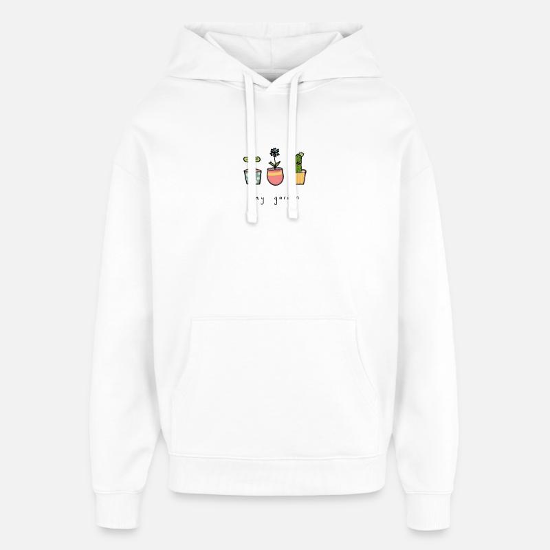 Petits pots de fleurs de jardin - Sweat à capuche unisexe Stanley/Stella Oversized - blanc