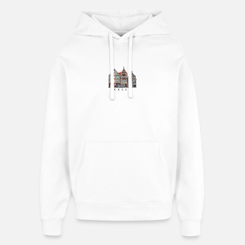 Celle, Lower Saxony, Half-timbered houses, Germany - Oversized Unisex Hoodie by Stanley/Stella - white
