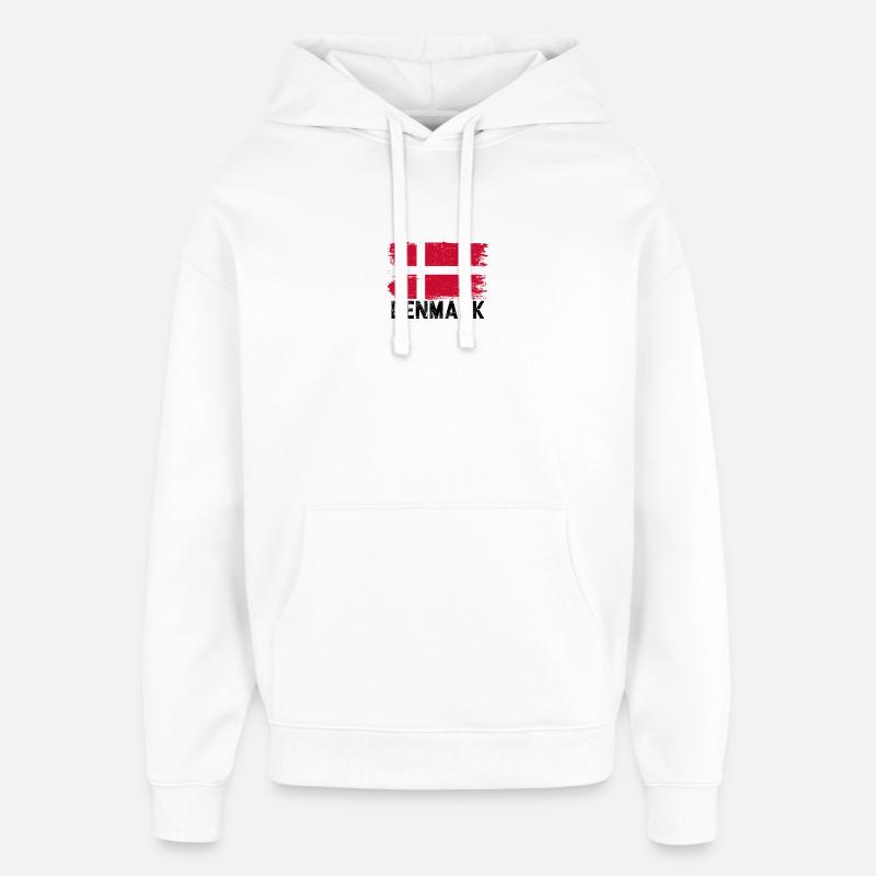 Pinceau du drapeau grunge danois - Sweat à capuche unisexe Stanley/Stella Oversized - blanc