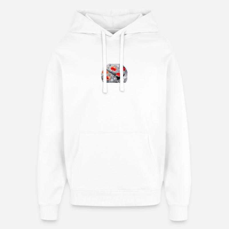Illustration de faisan et coquelicots - Sweat à capuche unisexe Stanley/Stella Oversized - blanc