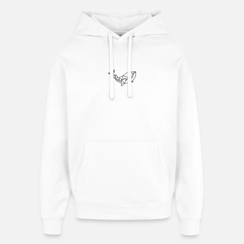 Illustration géométrique de la baleine - Sweat à capuche unisexe Stanley/Stella Oversized - blanc