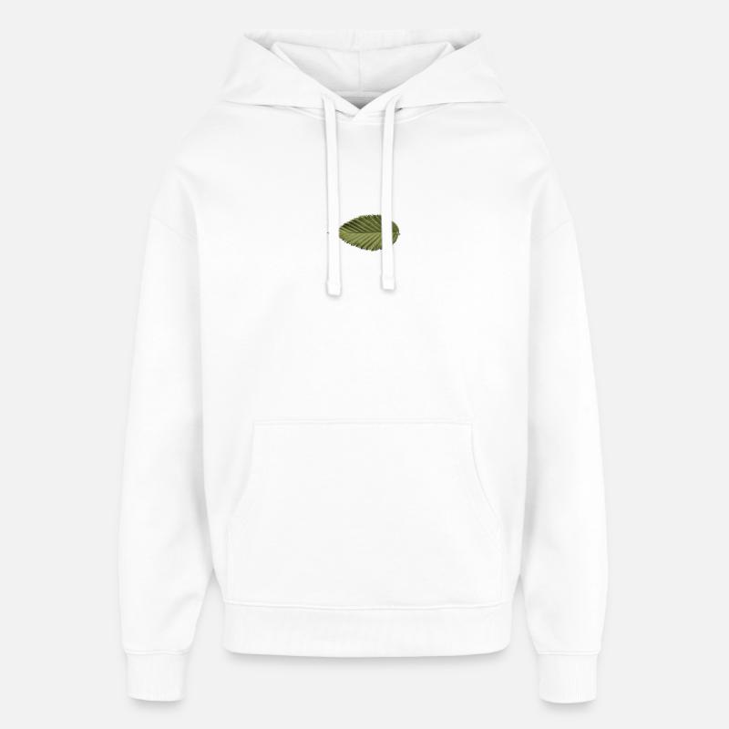 Structure foliaire : motif vert olive - Sweat à capuche unisexe Stanley/Stella Oversized - blanc