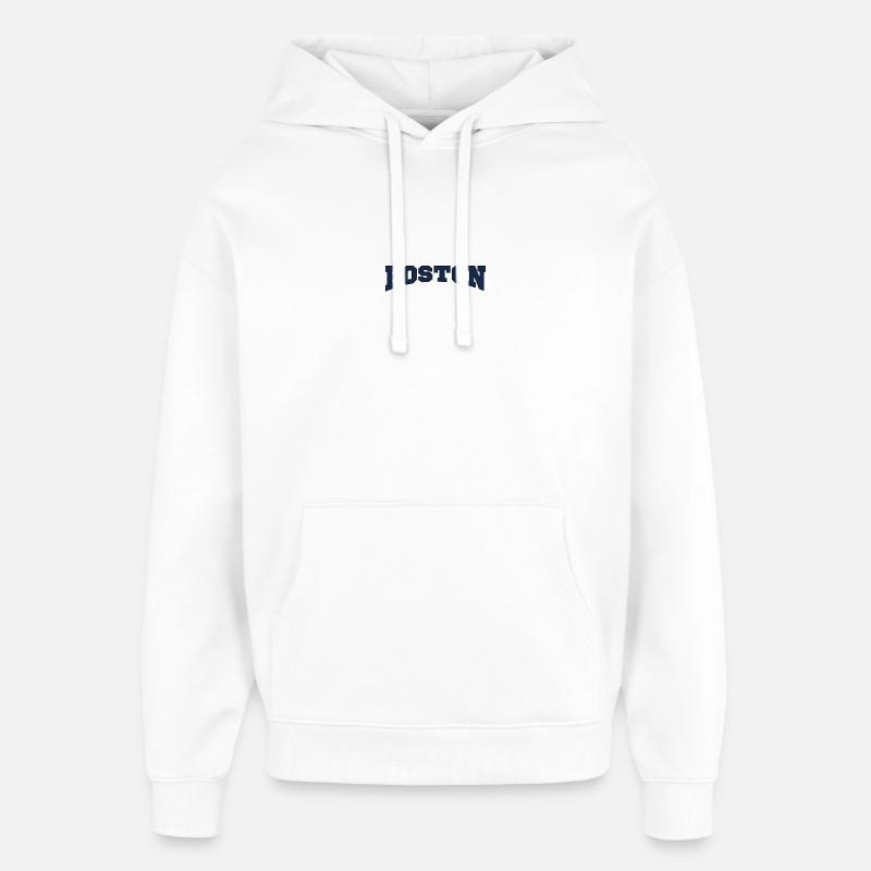 Boston Blockschrift Logo - Oversized Unisex Hoodie von Stanley/Stella - Weiß