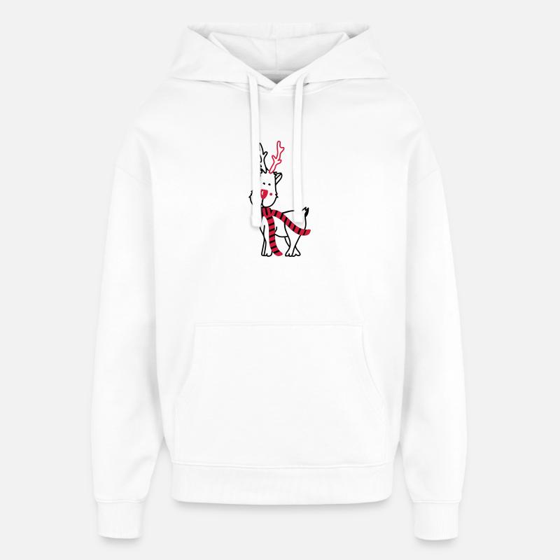 Un renne avec écharpe - Sweat à capuche unisexe Stanley/Stella Oversized - blanc