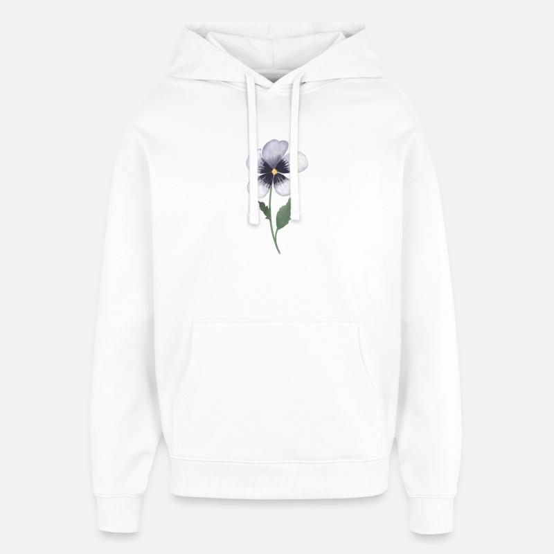Pansy Violet - Sweat à capuche unisexe Stanley/Stella Oversized - blanc
