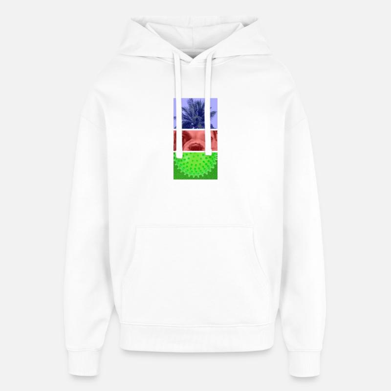 Triptyque Palmier – Chien – Pointes - Sweat à capuche unisexe Stanley/Stella Oversized - blanc
