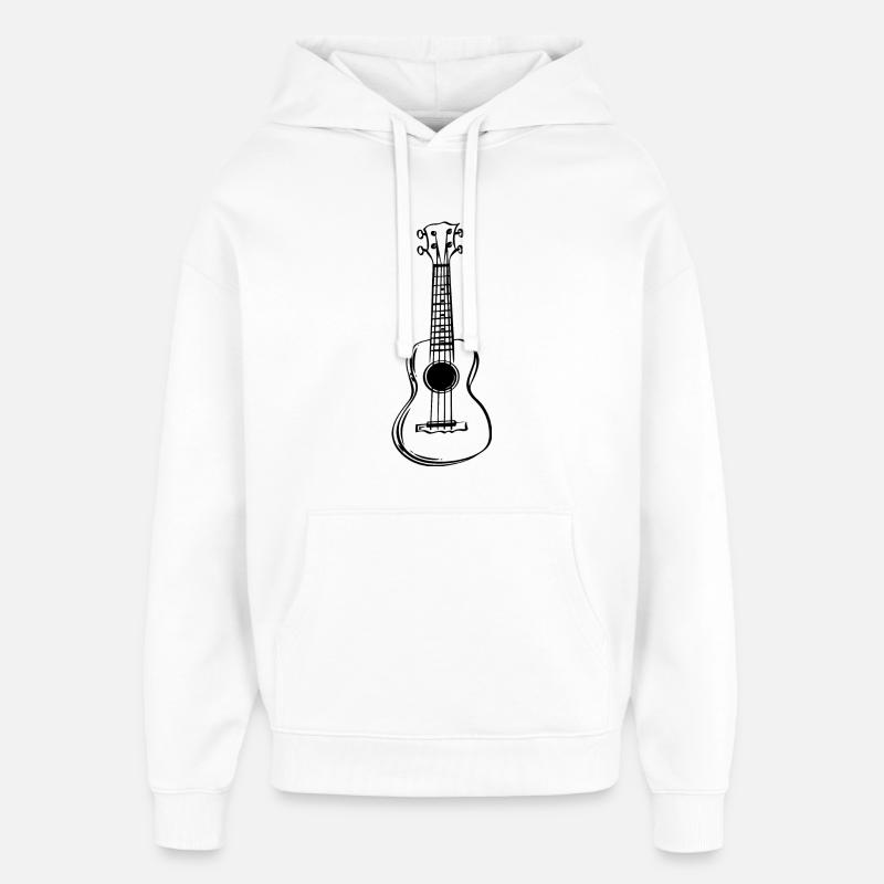 Ukulélé Dessin au trait - Sweat à capuche unisexe Stanley/Stella Oversized - blanc